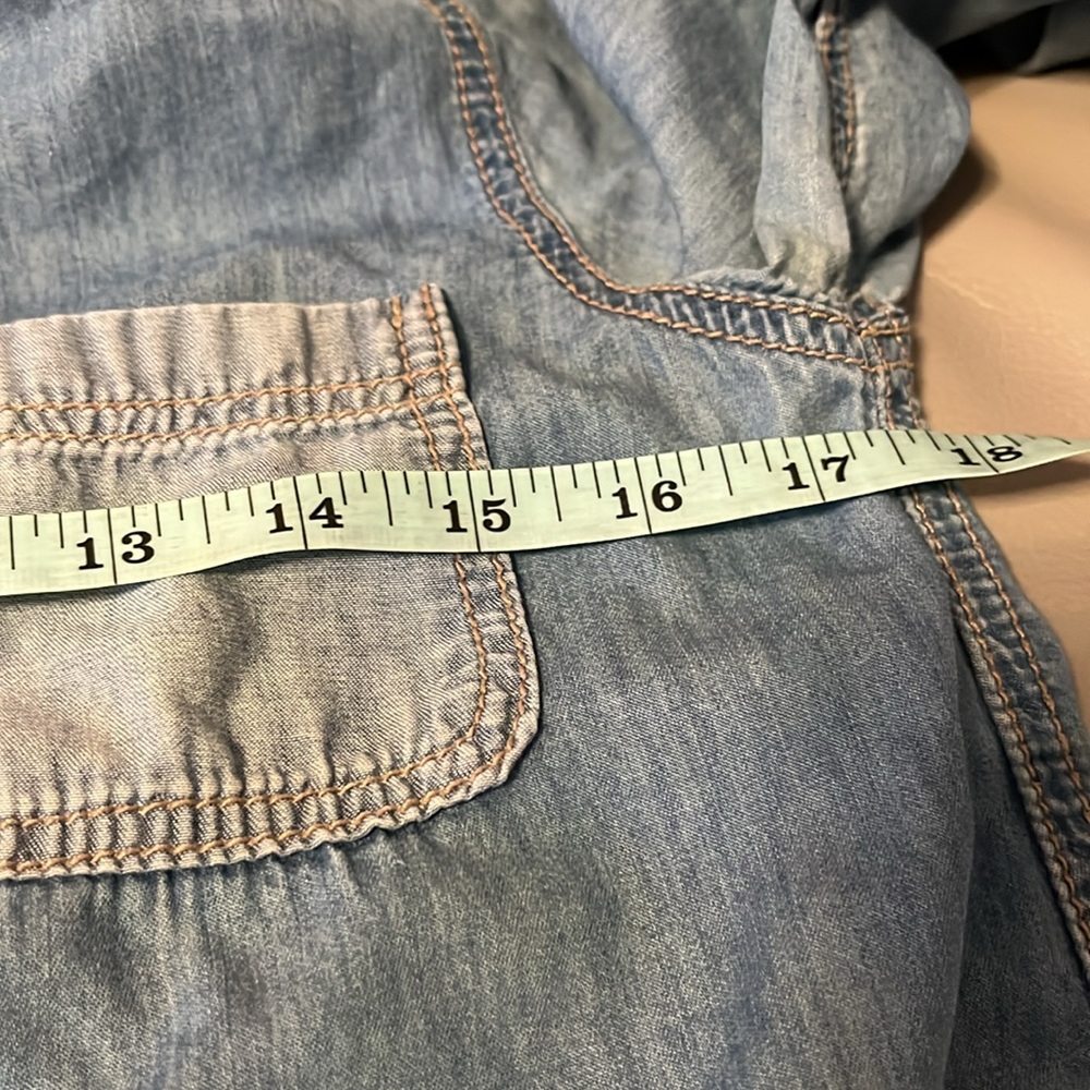 Denim Button-Down Shirt Dress Long Sleeve Size Small - Picture 8 of 11